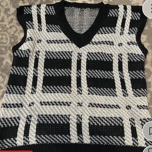 Black and White Plaid Men's Sweater Vest